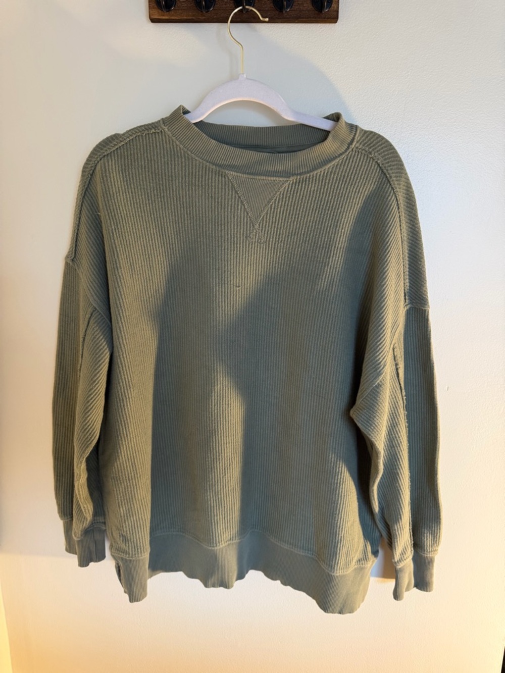 Aerie Oversized Olive Green Ribbed Sweater - XS